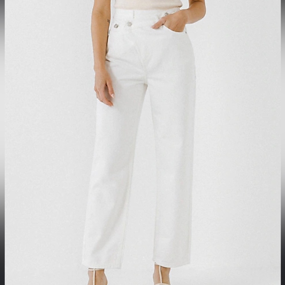 GREY LAB white asymmetric  jeans size 27
